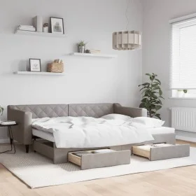 Sofá cama nido con cajones tela gris taupe 90x200 cm de vidaXL, Camas y somieres - Ref: Foro24-3197465, Precio: 290,27 €, Des...