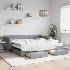 Sofá cama nido con cajones tela gris claro 100x200 cm de vidaXL, Camas y somieres - Ref: Foro24-3197485, Precio: 477,09 €, De...