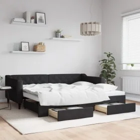 Sofá cama nido con cajones tela negro 90x200 cm de vidaXL, Camas y somieres - Ref: Foro24-3197464, Precio: 289,59 €, Descuent...