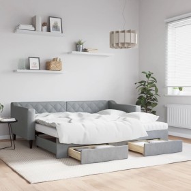 Sofá cama nido con cajones tela gris claro 90x190 cm de vidaXL, Camas y somieres - Ref: Foro24-3197490, Precio: 447,75 €, Des...
