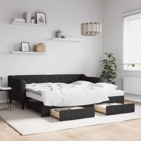 Sofá cama nido con cajones tela negro 90x190 cm de vidaXL, Camas y somieres - Ref: Foro24-3197492, Precio: 447,23 €, Descuent...
