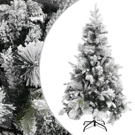 Árbol de Navidad con nieve flocada y piñas PVC y PE 195 cm de vidaXL, Arboles de navidad - Ref: Foro24-340531, Precio: 227,37...