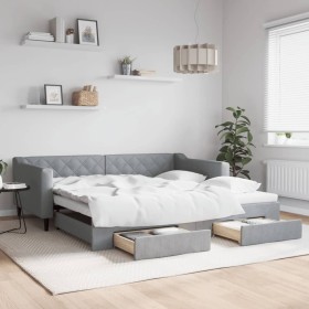 Sofá cama nido con cajones tela gris claro 100x200 cm de vidaXL, Camas y somieres - Ref: Foro24-3197467, Precio: 304,85 €, De...