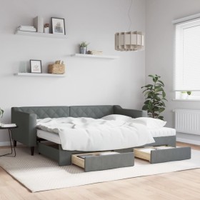 Sofá cama nido con cajones tela gris oscuro 90x190 cm de vidaXL, Camas y somieres - Ref: Foro24-3197491, Precio: 457,67 €, De...