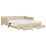 Sofá cama nido con cajones tela color crema 100x200 cm de vidaXL, Camas y somieres - Ref: Foro24-3197489, Precio: 474,20 €, D...