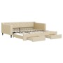 Sofá cama nido con cajones tela color crema 100x200 cm de vidaXL, Camas y somieres - Ref: Foro24-3197471, Precio: 301,99 €, D...