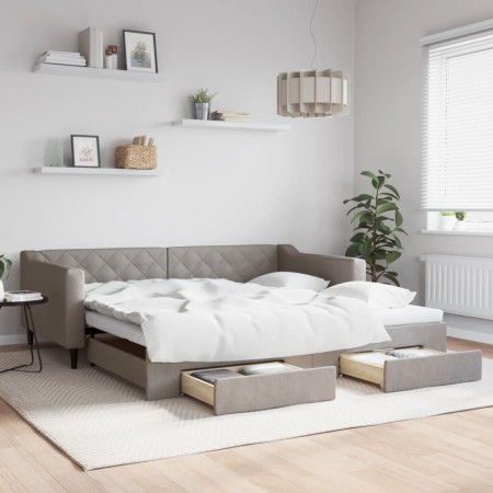 Sofá cama nido con cajones tela gris taupe 100x200 cm de vidaXL, Camas y somieres - Ref: Foro24-3197470, Precio: 311,21 €, De...