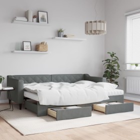 Sofá cama nido con cajones tela gris oscuro 80x200 cm de vidaXL, Camas y somieres - Ref: Foro24-3197476, Precio: 480,09 €, De...