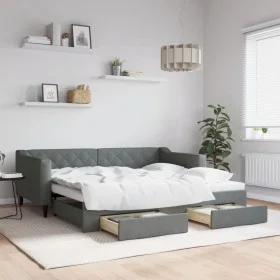 Trundle sofa bed with drawers dark gray fabric 90x190 cm by vidaXL, Beds and slatted bases - Ref: Foro24-3197473, Price: 281,...
