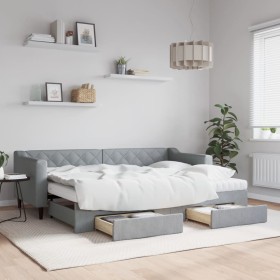 Sofá cama nido con cajones tela gris claro 80x200 cm de vidaXL, Camas y somieres - Ref: Foro24-3197475, Precio: 477,02 €, Des...