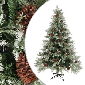 Árbol de Navidad con piñas verde y blanco PVC y PE 150 cm de vidaXL, Arboles de navidad - Ref: Foro24-340534, Precio: 95,52 €...