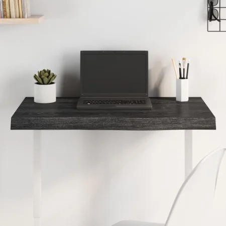 Oak wood table top treated in dark brown, measuring 80x50x(2-6) cm. by vidaXL, Table tops - Ref: Foro24-3156421, Price: 72,54...