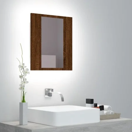 Armario de baño con espejo LED madera marrón roble 40x12x45 cm de vidaXL, Tocadores de baño - Ref: Foro24-822835, Precio: 37,...