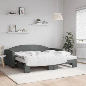 Sofá cama nido con colchón tela gris oscuro 90x190 cm de vidaXL, Camas y somieres - Ref: Foro24-3197217, Precio: 407,84 €, De...