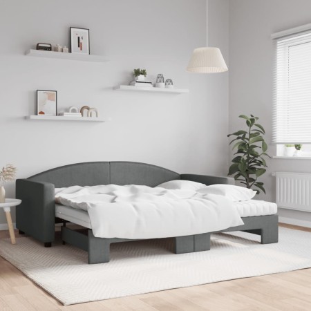 Sofá cama nido con colchón tela gris oscuro 90x190 cm de vidaXL, Camas y somieres - Ref: Foro24-3197217, Precio: 414,86 €, De...