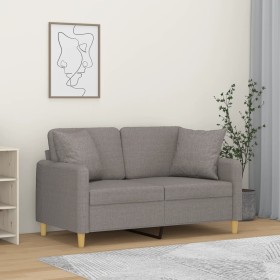 Sofá de 2 plazas con cojines tela gris taupe 120 cm en Sofás | Comprar online en Foru.es
