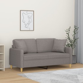 Sofá de 2 plazas con cojines tela gris taupe 140 cm en Sofás | Comprar online en Foru.es