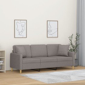 Sofá de 3 plazas con cojines tela gris taupe 180 cm en Sofás | Comprar online en Foru.es