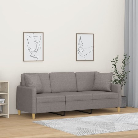 Sofá de 3 plazas con cojines tela gris taupe 180 cm en Sofás | Comprar online en Foru.es