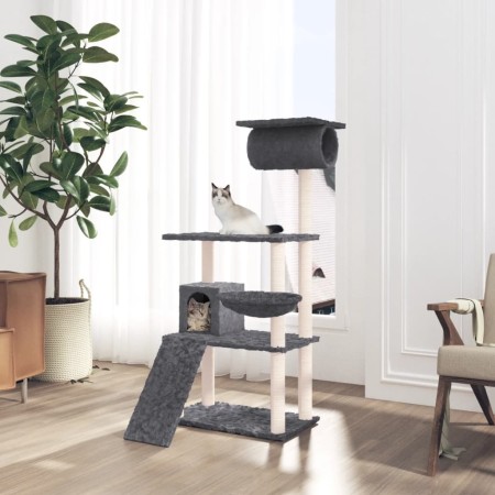 Rascador para gatos con postes de sisal gris oscuro 131 cm en Mobiliario para gatos | Comprar online en Foru.es