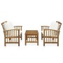 Muebles de jardín 3 piezas con cojines madera maciza de acacia de vidaXL, Conjuntos de jardín - Ref: Foro24-3057976, Precio: ...