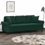 Sofá de 3 plazas con cojines terciopelo verde oscuro 180 cm en Sofás | Comprar online en Foru.es