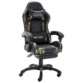 Silla gaming con reposapiés cuero sintético negro y camuflaje en Sillas de oficina | Comprar online en Foru.es