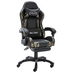 Silla gaming con reposapiés cuero sintético negro y camuflaje en Sillas de oficina | Comprar online en Foru.es
