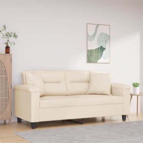 Sofá de 2 plazas con cojines tela de microfibra beige 140 cm en Sofás | Comprar online en Foru.es