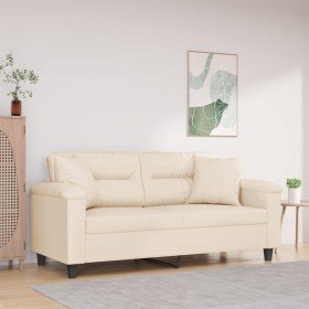 Sofá de 2 plazas con cojines tela de microfibra beige 140 cm en Sofás | Comprar online en Foru.es