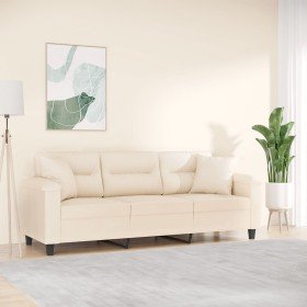 Sofá de 3 plazas con cojines tela de microfibra beige 180 cm en Sofás | Comprar online en Foru.es