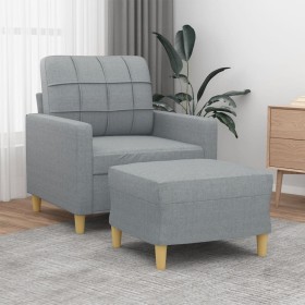 Sillón con taburete tela gris claro 60 cm en Sofás | Comprar online en Foru.es