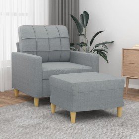 Sillón con taburete tela gris claro 60 cm en Sofás | Comprar online en Foru.es