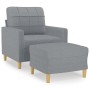 Sillón con taburete tela gris claro 60 cm en Sofás | Comprar online en Foru.es