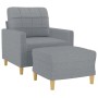 Sillón con taburete tela gris claro 60 cm en Sofás | Comprar online en Foru.es