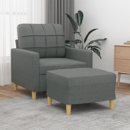 Sillón con taburete tela gris oscuro 60 cm en Sofás | Comprar online en Foru.es