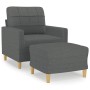 Sillón con taburete tela gris oscuro 60 cm en Sofás | Comprar online en Foru.es