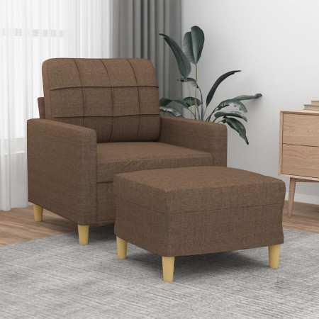 Sillón con taburete tela marrón 60 cm en Sofás | Comprar online en Foru.es