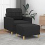 Sillón con taburete tela negro 60 cm en Sofás | Comprar online en Foru.es