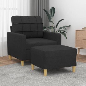 Sillón con taburete tela negro 60 cm en Sofás | Comprar online en Foru.es