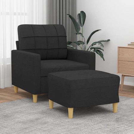 Sillón con taburete tela negro 60 cm en Sofás | Comprar online en Foru.es