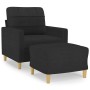 Sillón con taburete tela negro 60 cm en Sofás | Comprar online en Foru.es