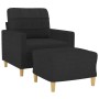 Sillón con taburete tela negro 60 cm en Sofás | Comprar online en Foru.es