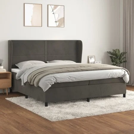 Cama box spring con colchón terciopelo gris oscuro 200x200 cm de vidaXL, Camas y somieres - Ref: Foro24-3129172, Precio: 604,...