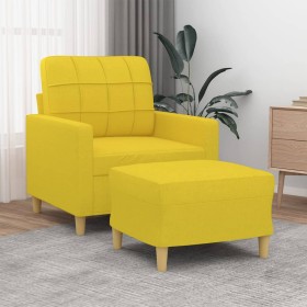 Sillón con taburete tela amarillo claro 60 cm en Sofás | Comprar online en Foru.es