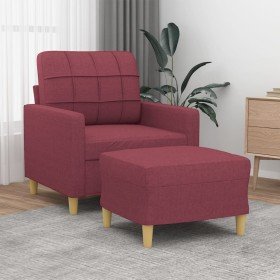 Sillón con taburete tela rojo tinto 60 cm en Sofás | Comprar online en Foru.es