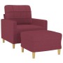 Sillón con taburete tela rojo tinto 60 cm en Sofás | Comprar online en Foru.es