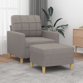 Sillón con taburete tela gris taupe 60 cm en Sofás | Comprar online en Foru.es