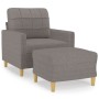 Sillón con taburete tela gris taupe 60 cm en Sofás | Comprar online en Foru.es