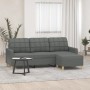 Sofá de 3 plazas con taburete de tela gris oscuro 180 cm en Sofás | Comprar online en Foru.es